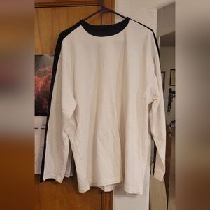 Men's White and Black Long Sleeve Shirt